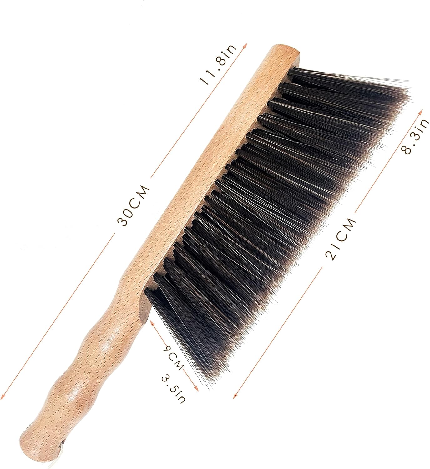 2Pcs Hand Broom Brush Set – Soft Bristles Dusting Brush for Cleaning Counter, Bed, Sofa, Furniture, Woodworking, Car – 12-inch Foxtail Bench Brush with Round Handle, Beech Wood (5 Rows) - Image 9